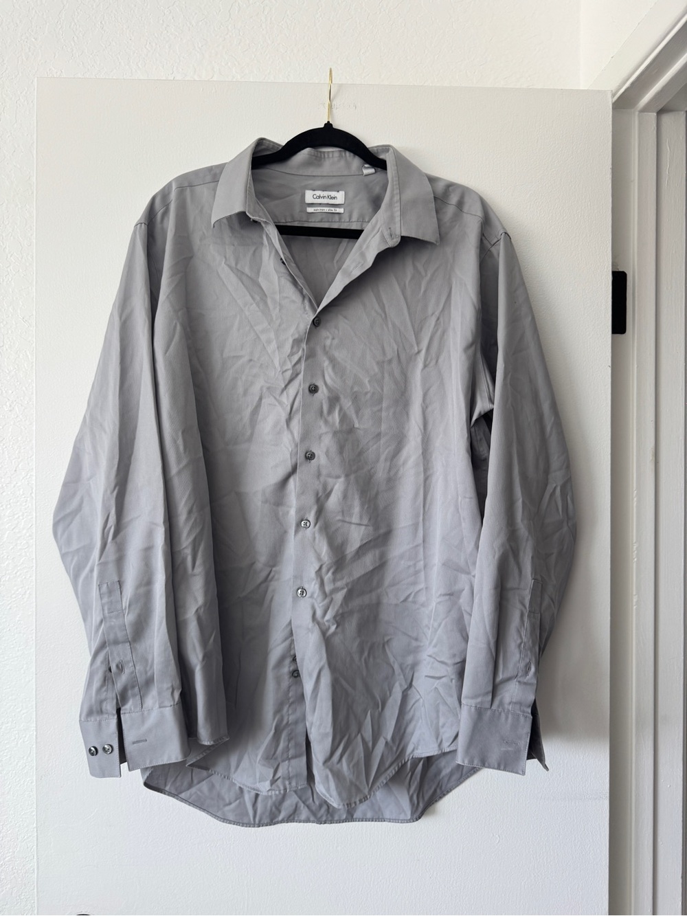 Calvin Klein Gray Non-Iron Slim Fit Dress Shirt | 17½ 34/35